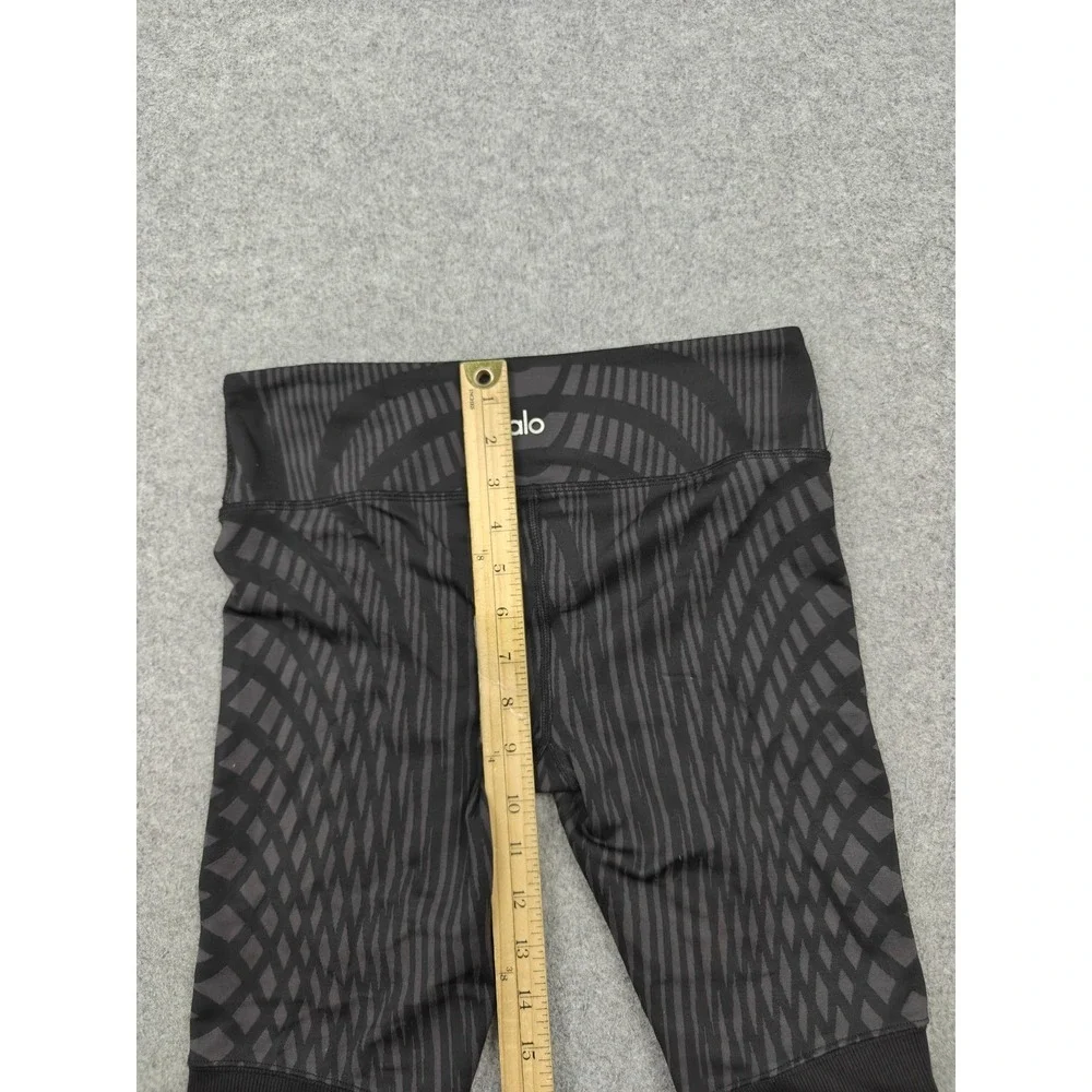 Alo Yoga Leggings Womens Small Black Geometric High Rise Ankle Yoga Gym Pants